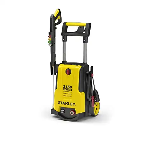 Stanley SHP2150 Portable Electric Pressure Washer, 2150 PSI, 1.4 GPM, 13 AMP, with Metal Lance, Foam Cannon, Quick Connect Gun, 25' Hose, 25lbs
