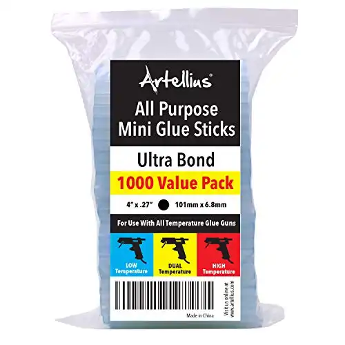 Mini Hot Glue Gun Sticks (Huge Bulk Pack of 1000) 4" and 0.27 Diameter - Compatible with Most Glue Guns