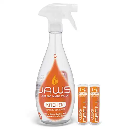 JAWS Cleaner Multi-Surface Kitchen Cleaner Bottle and 2 Refill Pods. Refillable Cleaning Supplies.