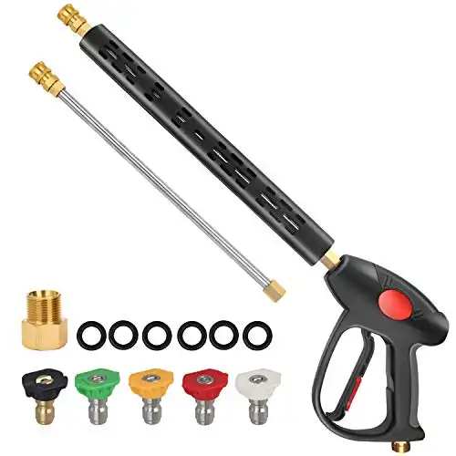 STYDDI Power Washer Gun Kit, M22 Pressure Washer Replacement Handle Gun with 33 Inch Extension Wand and 5 Nozzle Spray Tips, M22 Connector, 41 Inch, 4000 PSI