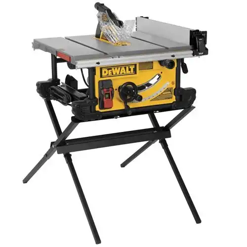 DEWALT 10-Inch Portable Table Saw with Scissor Stand (DWE7490X)