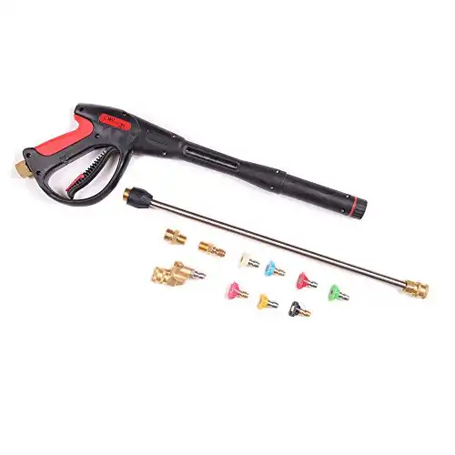Pressure Washer Gun Accessories Kit: 4000 PSI Power Washer Wand Attachment w/High Pressure Extension, Pivot Connector, Male Adapter Parts & Quick Connect Water Spray Nozzles for Car Wash or Concre...