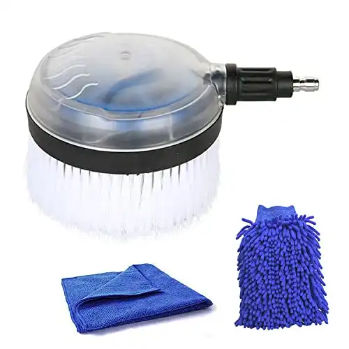 1/4 Rotary Car Wash Brush for High Pressure Washers Automotive Cleaning Non-Electric Automatic 360 Rotating Wash Brush Universal Quick Connector Press Washer Accessories Cleaning Tool