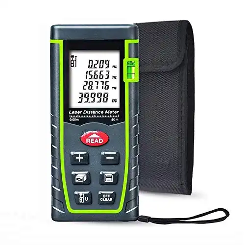 ieGeek Laser Distance Measure, 131ft Handheld M/in/Ft Laser Distance Meter Measuring Device Laser Tape Measure Rangefinder, Pythagorean Mode/Measure Area Volume Capacity/LCD Display/Self-Calibration